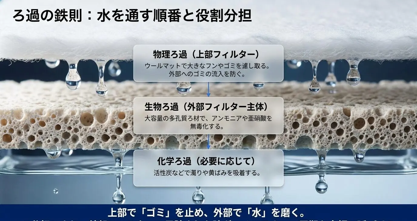 外部フィルターと上部フィルター併用で濾過力は上がる？注意点も解説