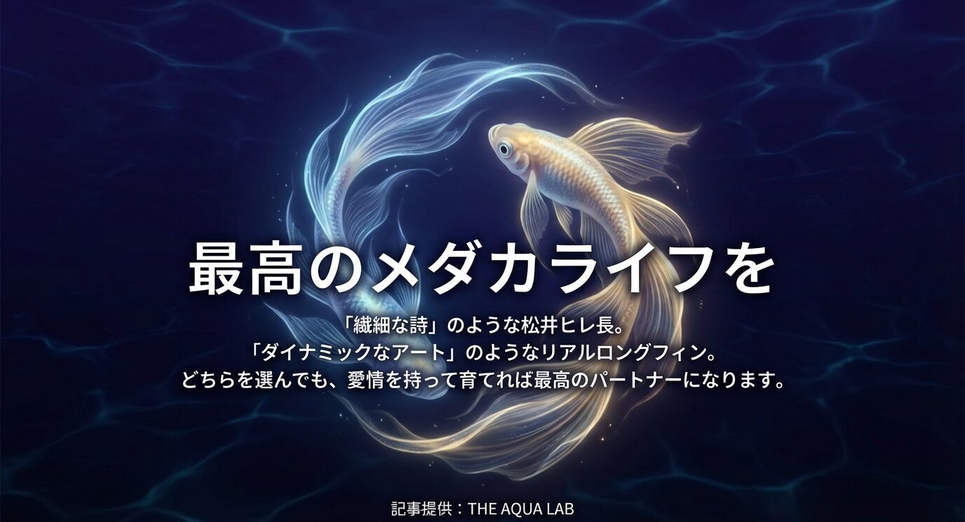 繊細な松井ヒレ長とダイナミックなリアルロングフィンのどちらも素晴らしいパートナーになることを伝えるエンディングスライド。
