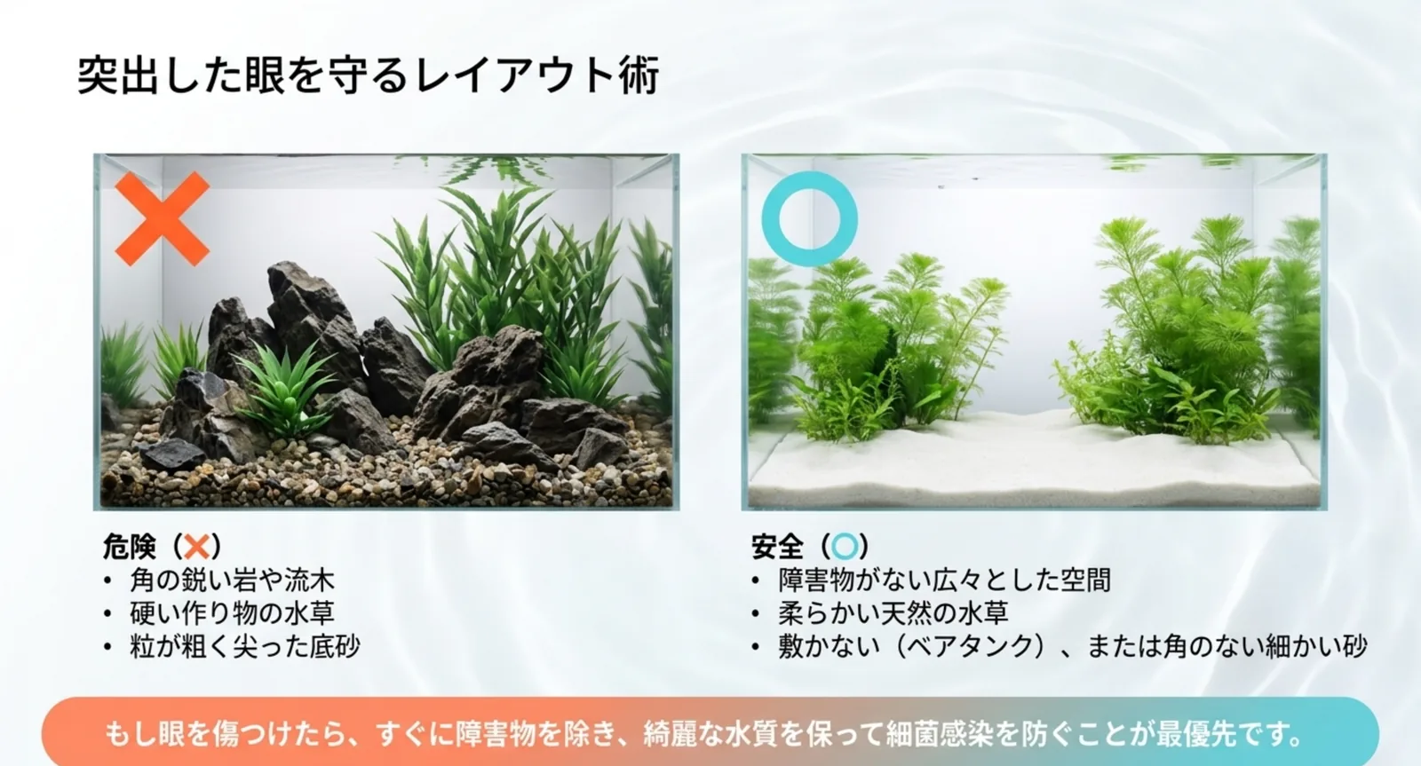 危険なレイアウトと安全なレイアウトを比べた図