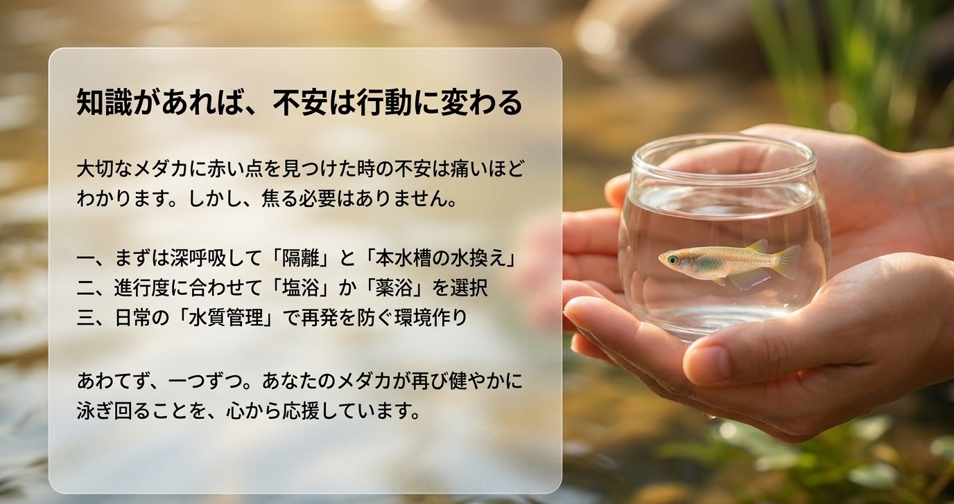 知識があれば不安は行動に変わる、赤斑病対策のまとめを示すスライド