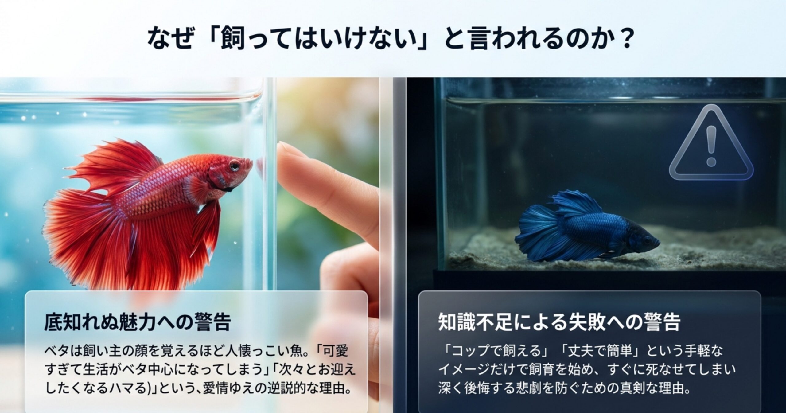 ベタが飼ってはいけないと言われる理由を解説したスライド