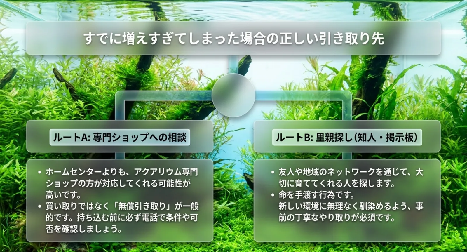 専門ショップへの相談と里親探しという引き取り先の図