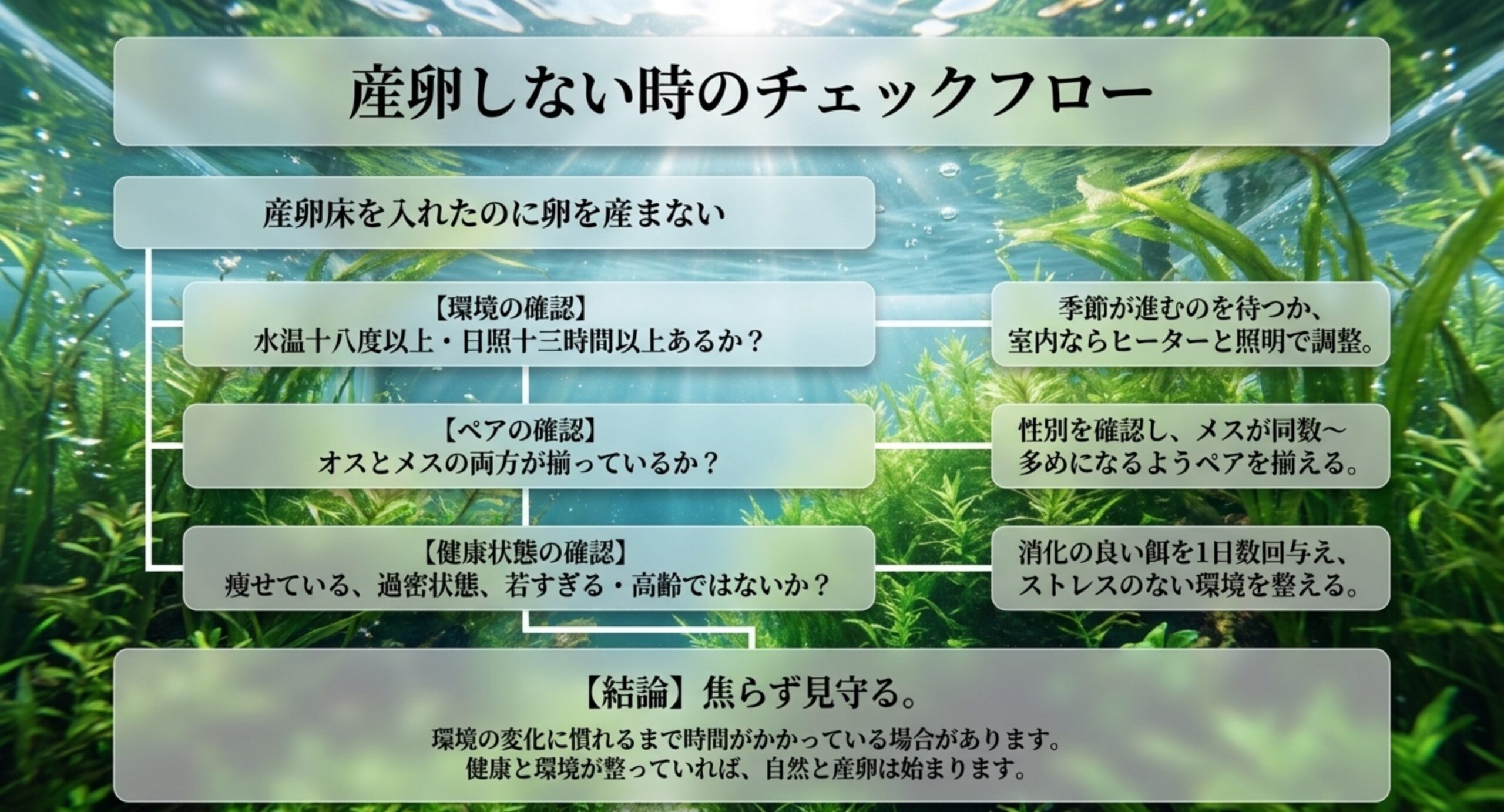 透明な有精卵と白く濁ったカビた卵を比較した図