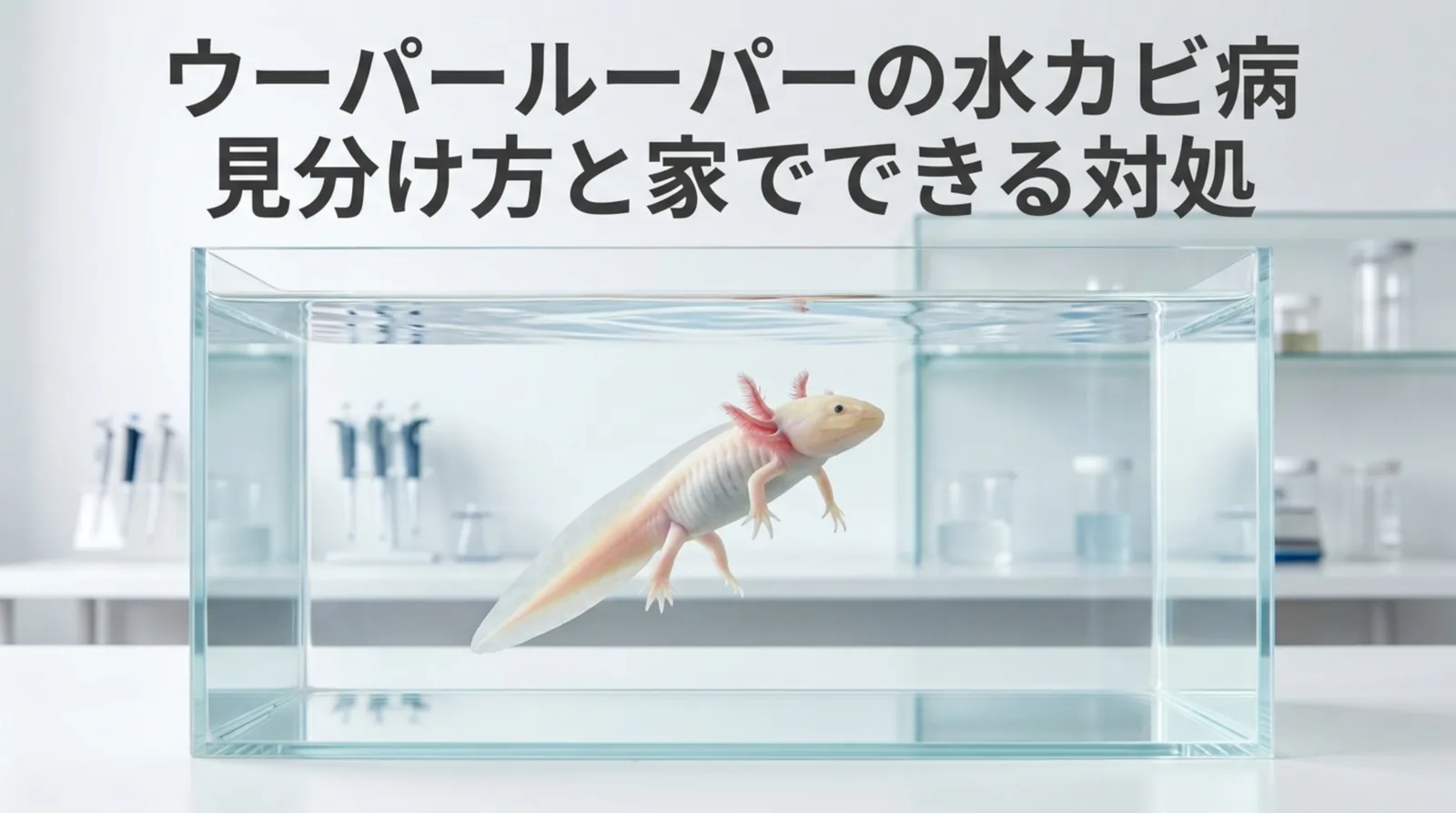 ウーパールーパーの水カビ病｜白い綿の原因と見分け方・塩浴や薬を使う前の注意